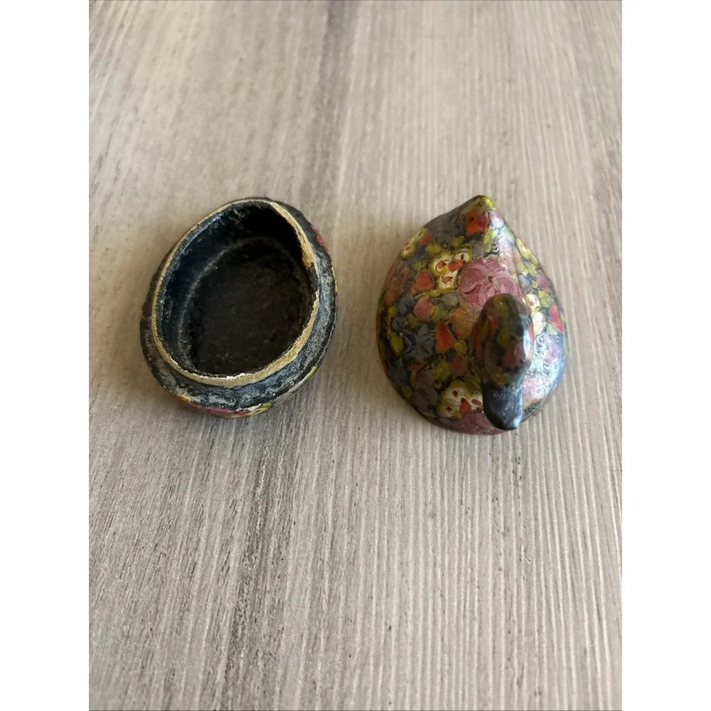 Vintage Hand-Painted Lacquerware Duck Trinket Box 2.5